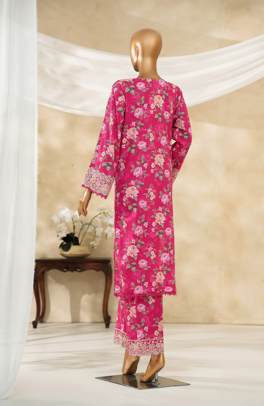 Floral Hours by Amna Khadija Digital Print & Embroidered Chikankari Cotton Stitched 2 Piece Suit - FHEC-02 - AM25FLRH - Pink - Casual Collection