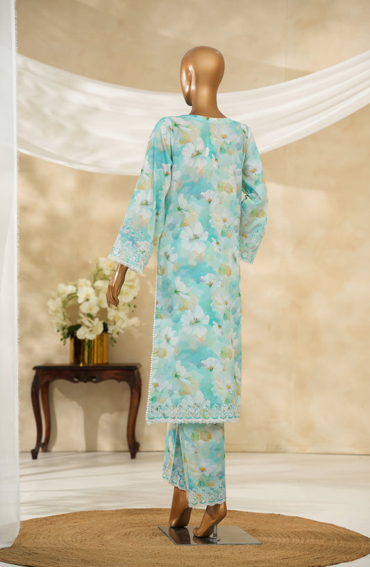 Floral Hours by Amna Khadija Digital Print & Embroidered Chikankari Cotton Stitched 2 Piece Suit - FHEC-06 - AM25FLRH - Blue - Casual Collection
