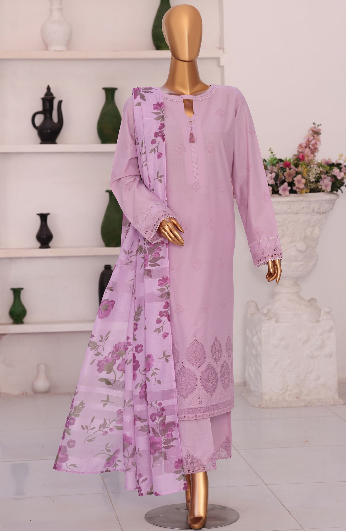 Floral Vibes by HZ Embroidered Lawn Unstitched 3 Piece Suit - FVE-07 - HZ26FLV - Purple - Summer Collection