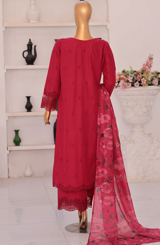Floral Vibes by HZ Embroidered Lawn Unstitched 3 Piece Suit - FVE-05 - HZ26FLV - Red - Summer Collection
