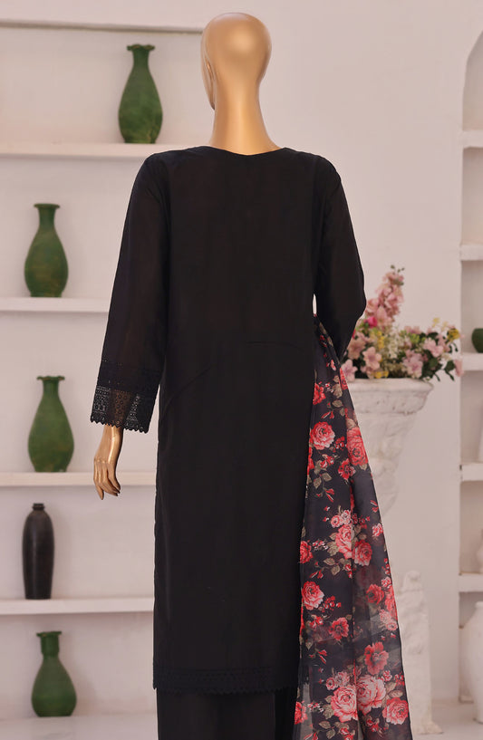 Floral Vibes by HZ Embroidered Lawn Unstitched 3 Piece Suit - FVE-03 - HZ26FLV - Black - Summer Collection