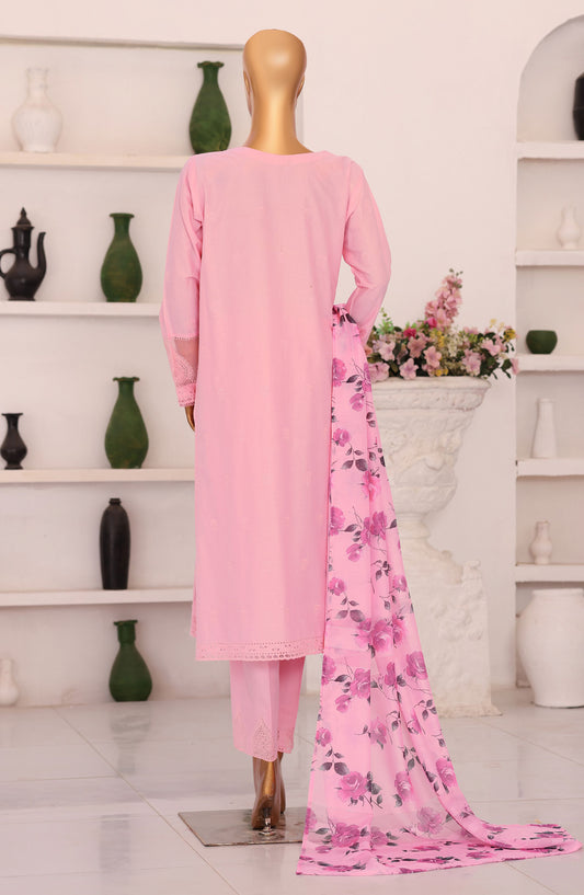 Floral Vibes by HZ Embroidered Lawn Unstitched 3 Piece Suit - FVE-02 - HZ26FLV - Pink - Summer Collection