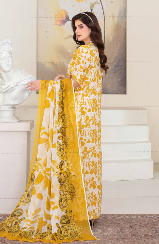Floral by Aalaya Exclusive Embroidered Lawn Unstitched 3 Piece Suit - D-04 - ALY26FL - Yellow - Summer Collection