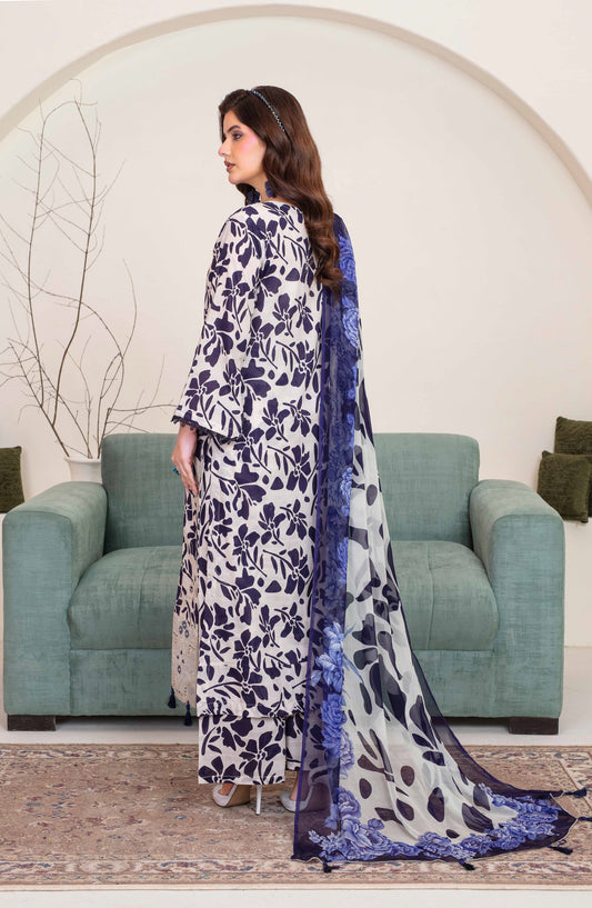 Floral by Aalaya Exclusive Embroidered Lawn Unstitched 3 Piece Suit - D-03 - ALY26FL - Blue - Summer Collection