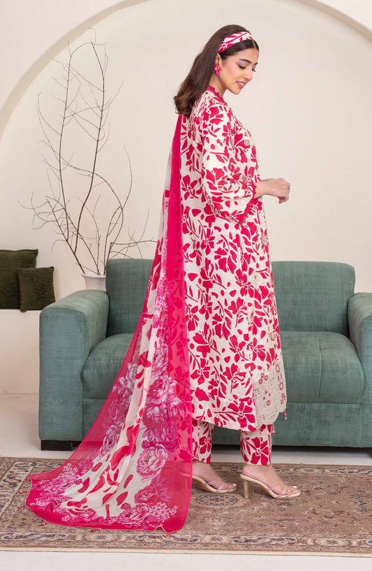 Floral by Aalaya Exclusive Embroidered Lawn Unstitched 3 Piece Suit - D-02 - ALY26FL - Pink - Summer Collection