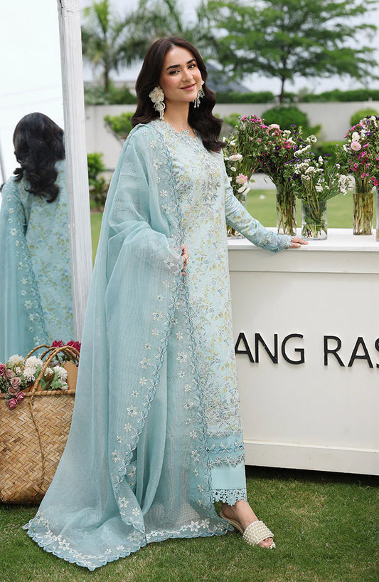 Florence by Rang Rasiya Embroidered Lawn Unstitched 3 Piece Suit - Yasna - RR26RNC - Blue - Summer Collection