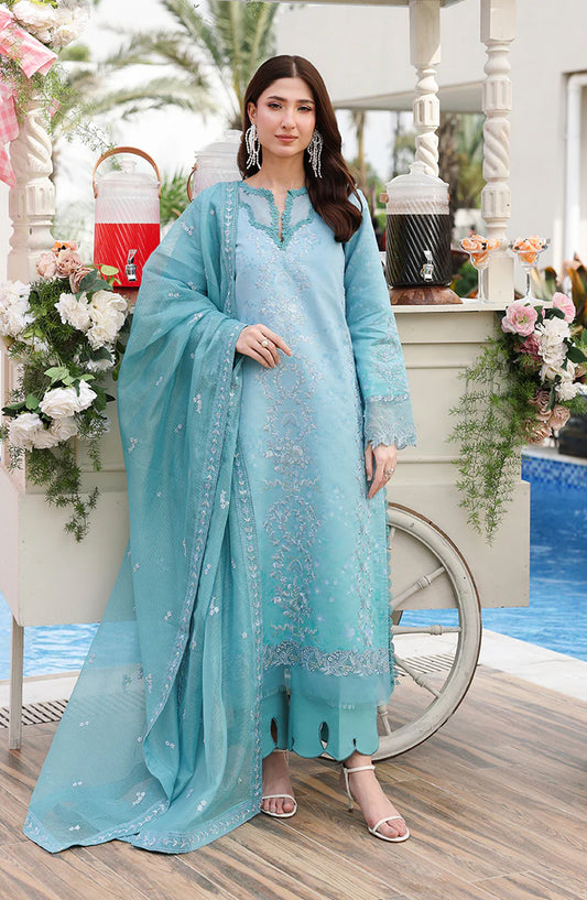 Florence by Rang Rasiya Embroidered Lawn Unstitched 3 Piece Suit - Tara - RR26RNC - Blue - Summer Collection