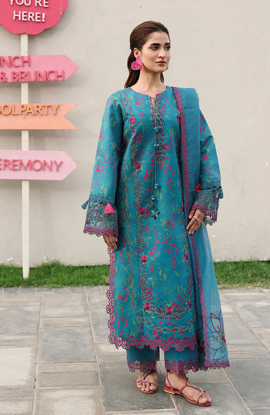 Florence by Rang Rasiya Embroidered Lawn Unstitched 3 Piece Suit - Tina - RR26RNC - Ferozi - Summer Collection