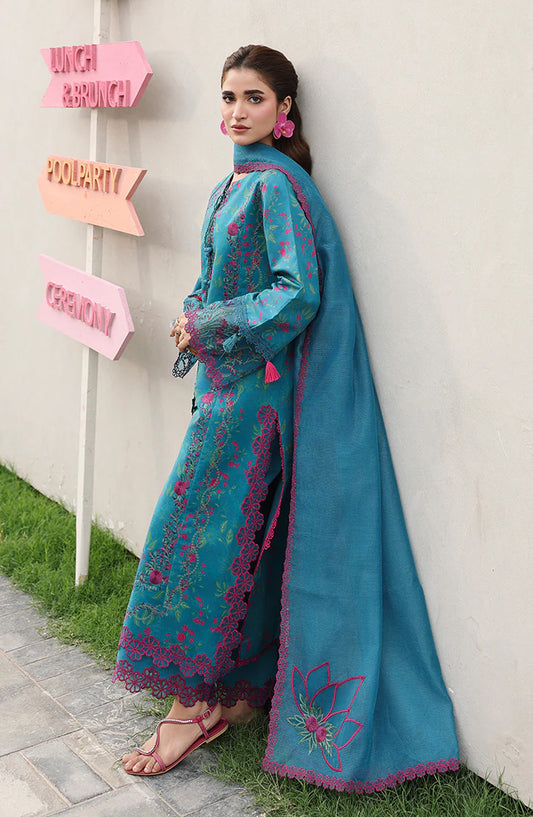 Florence by Rang Rasiya Embroidered Lawn Unstitched 3 Piece Suit - Tina - RR26RNC - Ferozi - Summer Collection