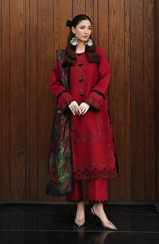 Florence by Rang Rasiya Embroidered Lawn Unstitched 3 Piece Suit - Dilara - RR26RNC - Red - Summer Collection
