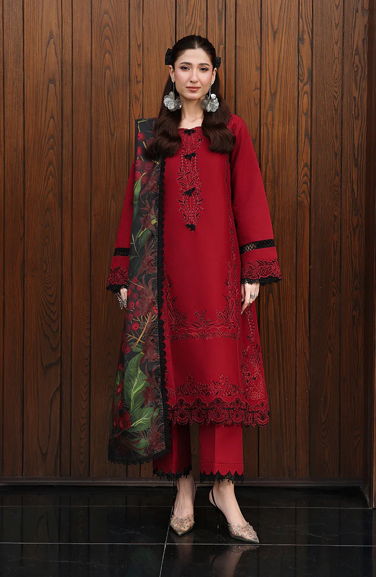 Florence by Rang Rasiya Embroidered Lawn Unstitched 3 Piece Suit - Dilara - RR26RNC - Red - Summer Collection