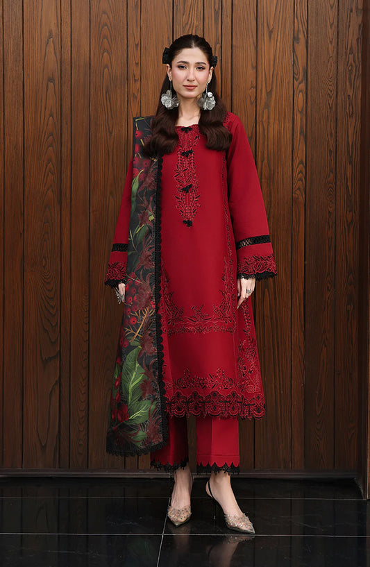 Florence by Rang Rasiya Embroidered Lawn Unstitched 3 Piece Suit - Dilara - RR26RNC - Red - Summer Collection