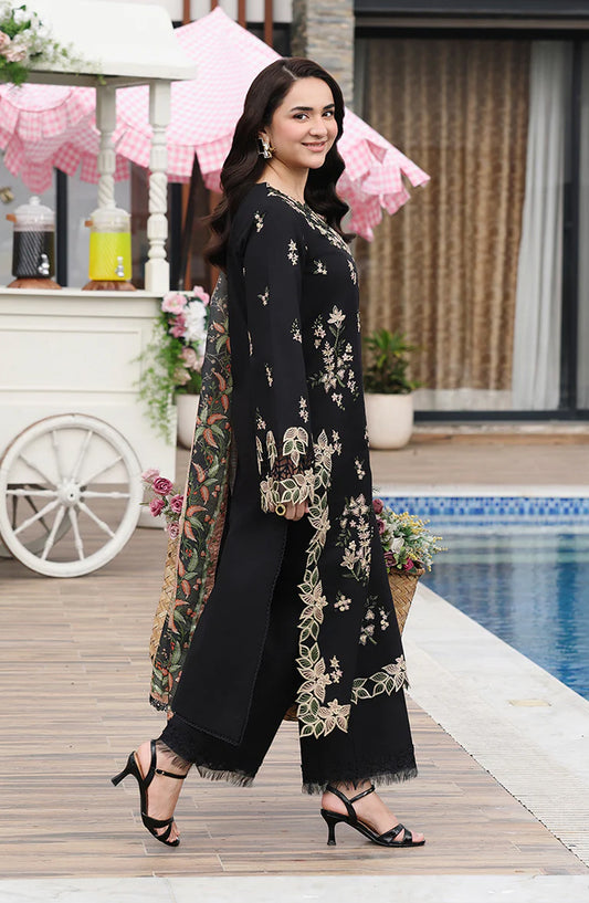 Florence by Rang Rasiya Embroidered Lawn Unstitched 3 Piece Suit - Afsaneh - RR26RNC - Black - Summer Collection