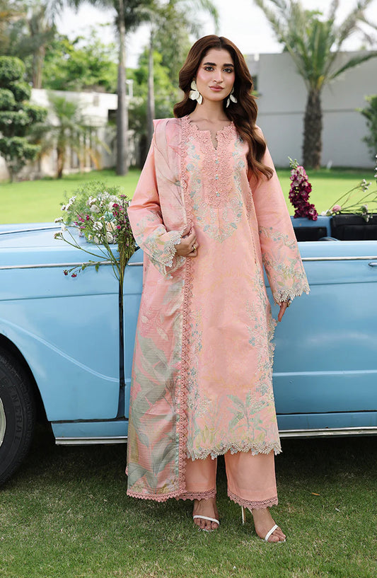 Florence by Rang Rasiya Embroidered Lawn Unstitched 3 Piece Suit - Laleh - RR26RNC - Pink - Summer Collection