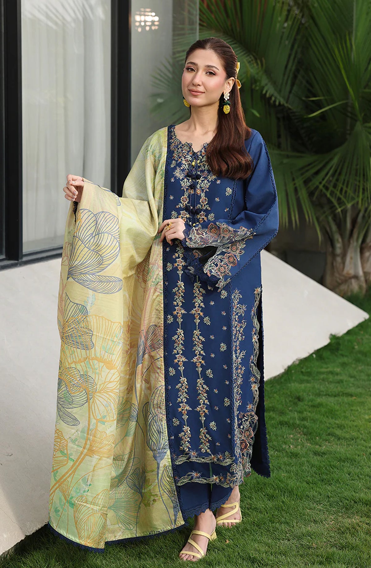 Florence by Rang Rasiya Embroidered Lawn Unstitched 3 Piece Suit - Mina - RR26RNC - Blue - Summer Collection
