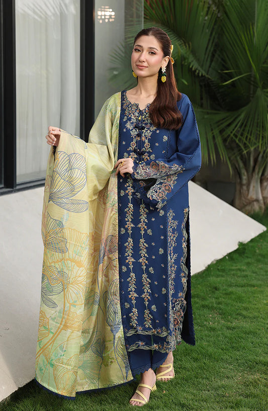 Florence by Rang Rasiya Embroidered Lawn Unstitched 3 Piece Suit - Mina - RR26RNC - Blue - Summer Collection