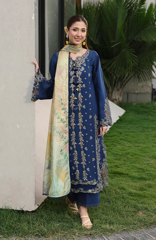 Florence by Rang Rasiya Embroidered Lawn Unstitched 3 Piece Suit - Mina - RR26RNC - Blue - Summer Collection