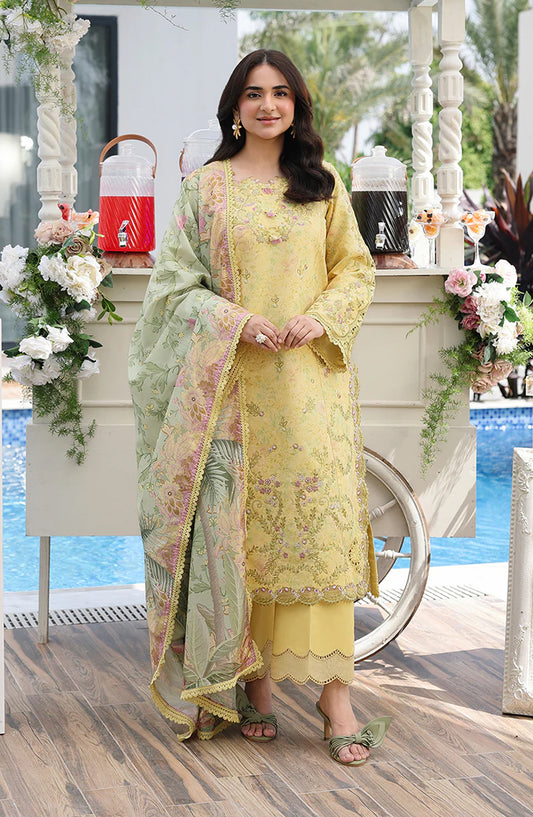 Florence by Rang Rasiya Embroidered Lawn Unstitched 3 Piece Suit - Yumna - RR26RNC - Yellow - Summer Collection