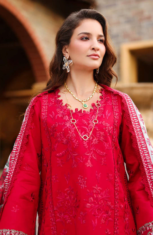 Florence by Rang Rasiya Embroidered Lawn Unstitched 3 Piece Suit - MEHARMAH - RR26FL - Red - Summer Collection