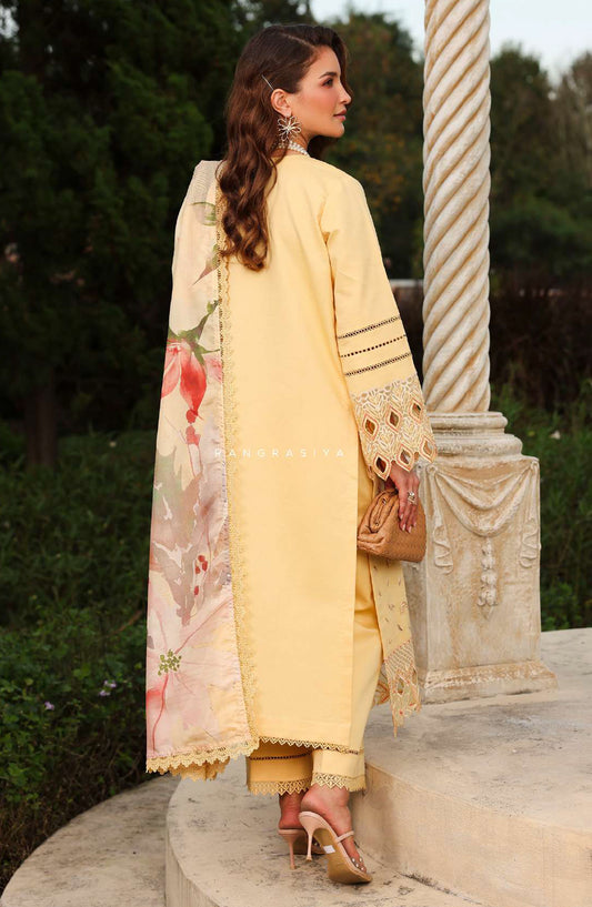 Florence by Rang Rasiya Embroidered Lawn Unstitched 3 Piece Suit - MIRHA - RR26FL - Yellow - Summer Collection