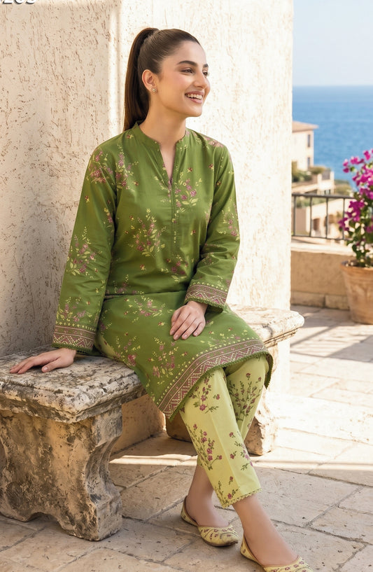 Florence by Tawakkal Fabrics Printed Lawn Stitched 2 Piece Suit - D-4205 - TF26FLTW - Green - Summer Collection
