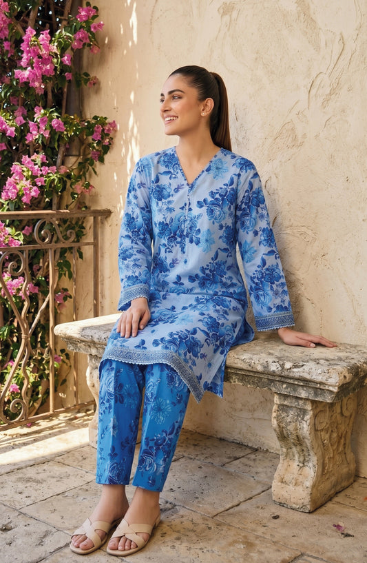 Florence by Tawakkal Fabrics Printed Lawn Stitched 2 Piece Suit - D-4202 - TF26FLTW - Blue - Summer Collection