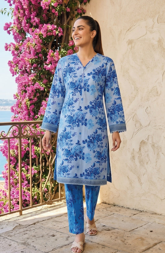 Florence by Tawakkal Fabrics Printed Lawn Stitched 2 Piece Suit - D-4202 - TF26FLTW - Blue - Summer Collection