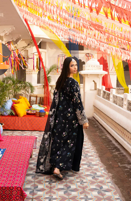 Florent Basant Embroidered Chikankari Unstitched 3 Piece Suit - FBC-8A - FL26BSN - Black - Summer Collection