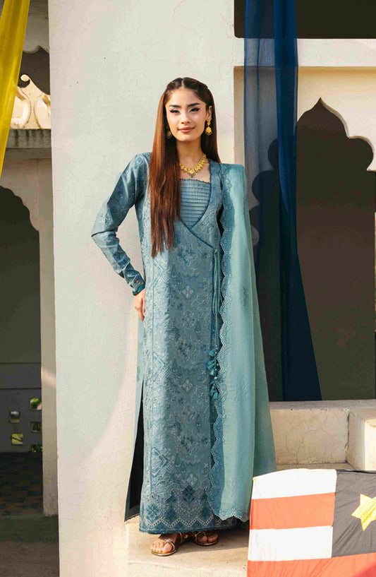 Florent Basant Embroidered Chikankari Unstitched 3 Piece Suit - FBC-6B - FL26BSN - Blue - Summer Collection