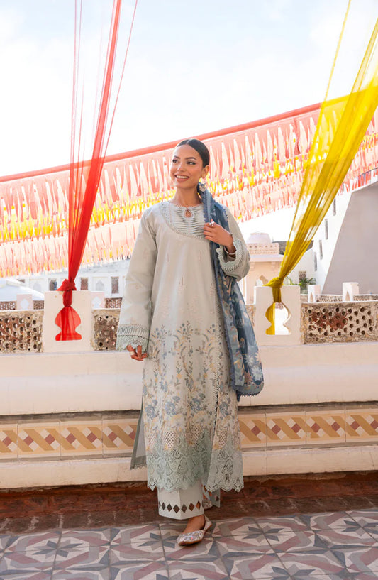 Florent Basant Embroidered Chikankari Unstitched 3 Piece Suit - FBC-5B - FL26BSN - Blue - Summer Collection