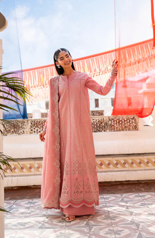 Florent Basant Embroidered Chikankari Unstitched 3 Piece Suit - FBC-3B - FL26BSN - Pink - Summer Collection