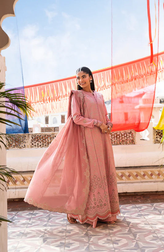 Florent Basant Embroidered Chikankari Unstitched 3 Piece Suit - FBC-3B - FL26BSN - Pink - Summer Collection