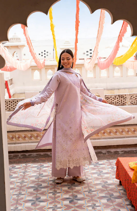 Florent Basant Embroidered Chikankari Unstitched 3 Piece Suit - FBC-2B - FL26BSN - Purple - Summer Collection