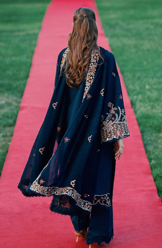 Florent Embroidered Lawn Unstitched 3 Piece Suit - FEF-1B - FL26EDE - Blue - Festive Collection