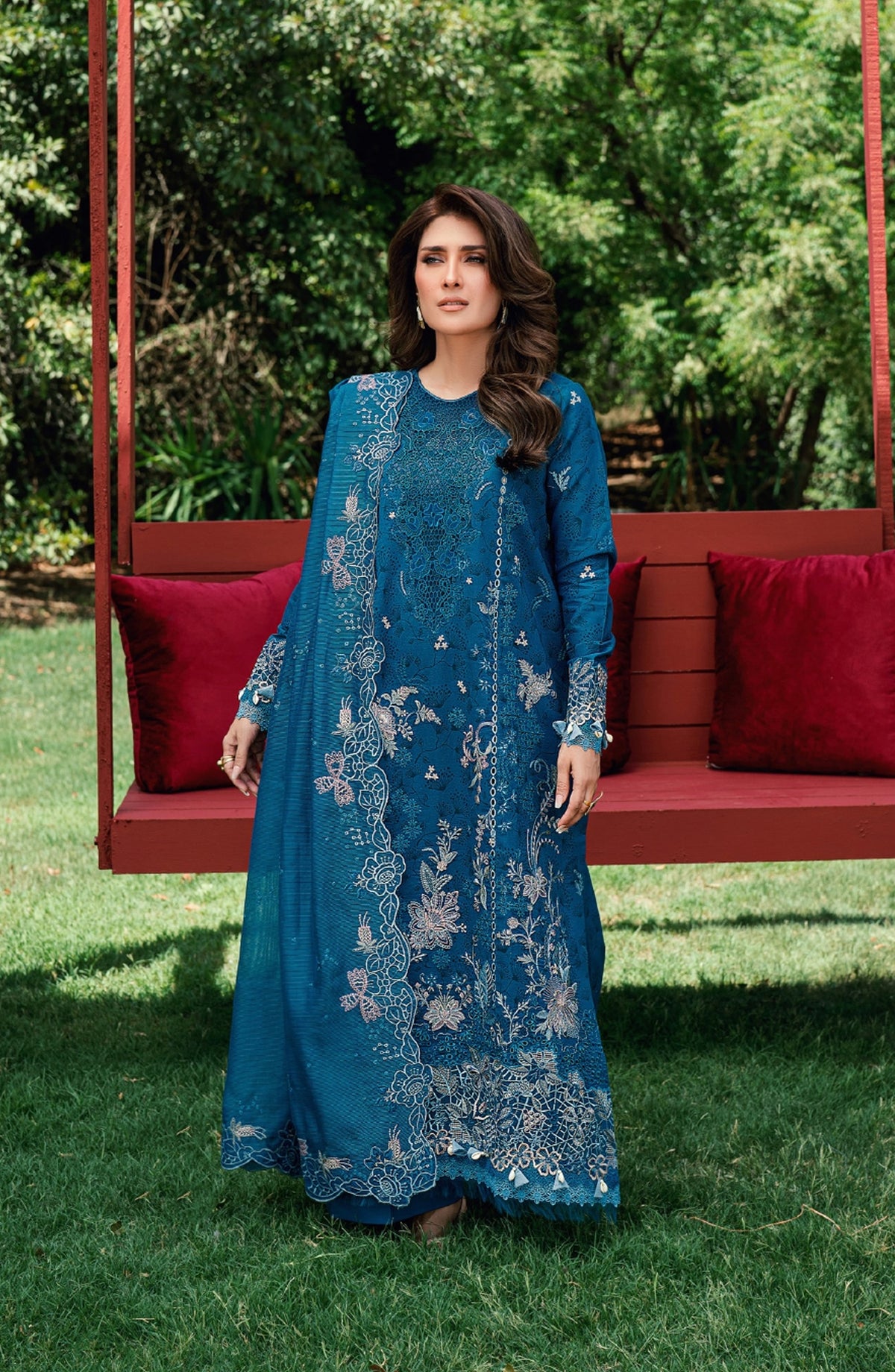 Florent Embroidered Lawn Unstitched 3 Piece Suit - FEF-2A - FL26EDE - Blue - Festive Collection
