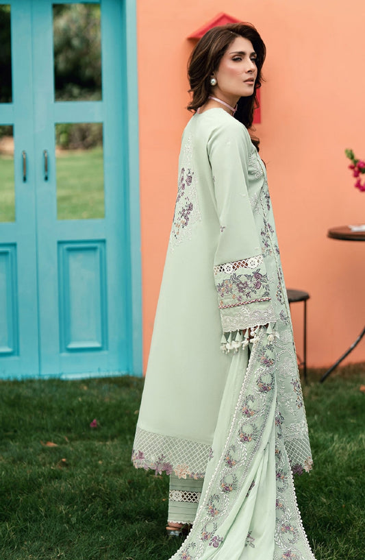 Florent Embroidered Lawn Unstitched 3 Piece Suit - FEF-4A - FL26EDE - Green - Festive Collection