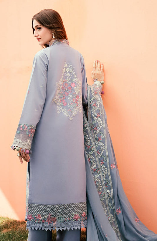 Florent Embroidered Lawn Unstitched 3 Piece Suit - FEF-4B - FL26EDE - Blue - Festive Collection