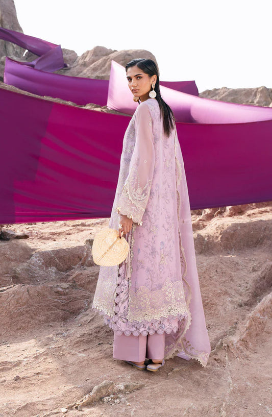 Florent Festive Luxury Embroidered Lawn Unstitched 3 Piece Suit - FLL-8A - FL26FLW - Purple - Summer Collection