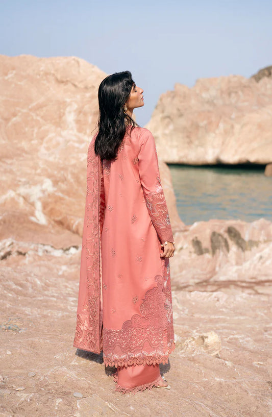 Florent Festive Luxury Embroidered Lawn Unstitched 3 Piece Suit - FLL-7B - FL26FLW - Pink - Summer Collection