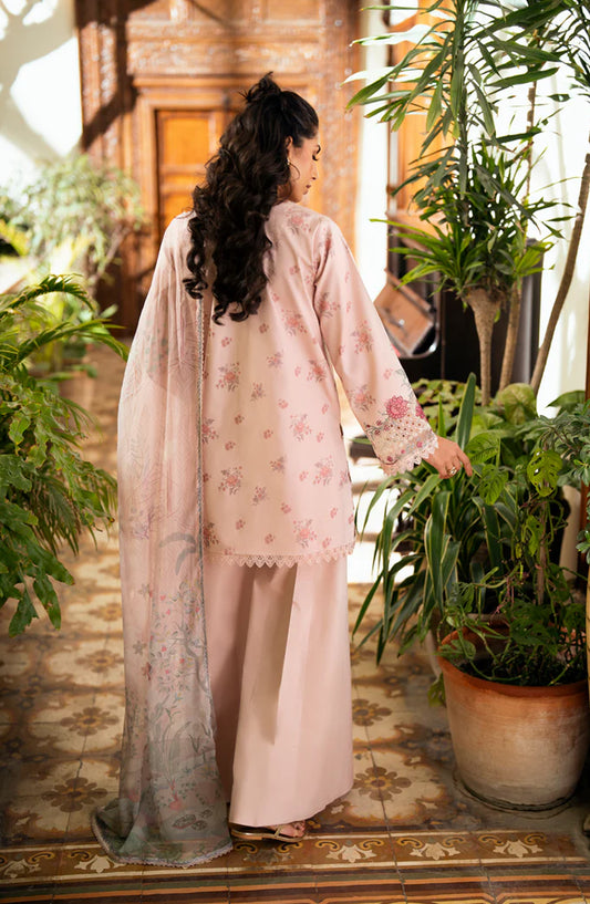 Florent Luxury Embroidered Lawn Unstitched 3 Piece Suit - FEL-5B - FL26DT - Pink - Eid Collection