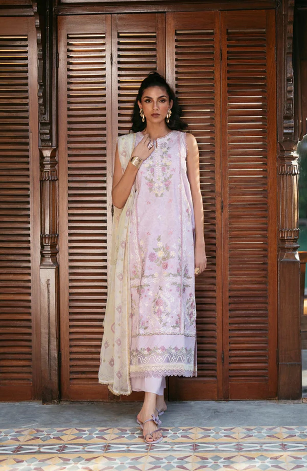 Florent Luxury Embroidered Lawn Unstitched 3 Piece Suit - FEL-3A - FL26DT - Pink - Eid Collection