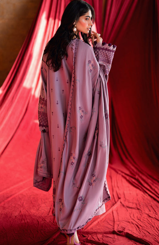 Florent Shades of Winter Embroidered Marina Twill Unstitched 3 Piece Suit - FL-5A - FL25SHW - Purple - Luxury Collection