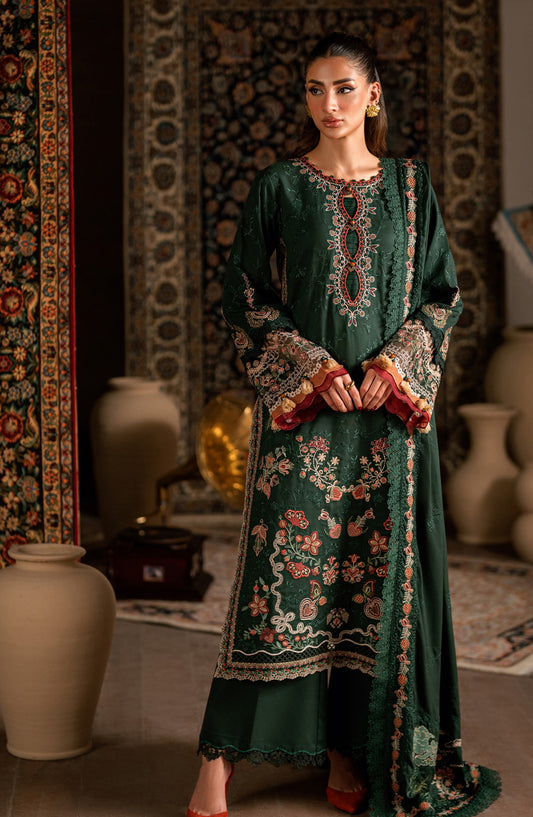 Florent Shades of Winter Embroidered Marina Twill Unstitched 3 Piece Suit - FL-7A - FL25SHW - Purple - Luxury Collection