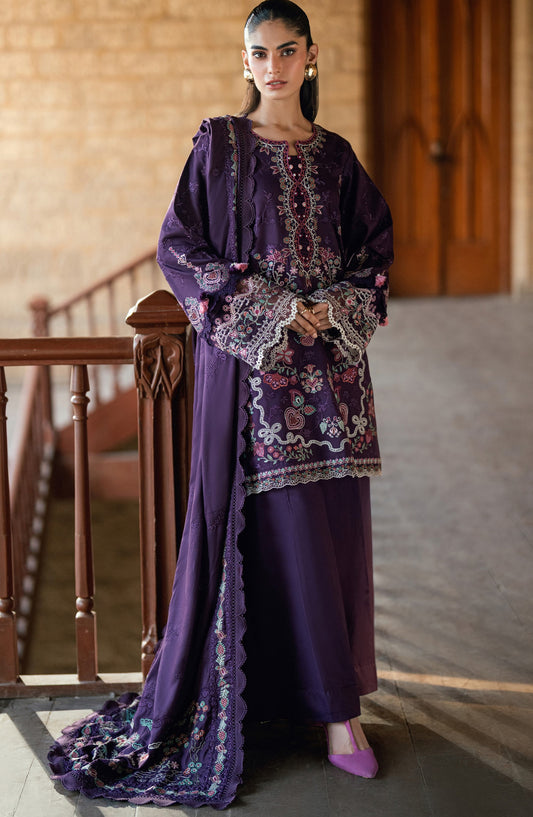Florent Shades of Winter Embroidered Marina Twill Unstitched 3 Piece Suit - FL-7B - FL25SHW - Green - Luxury Collection