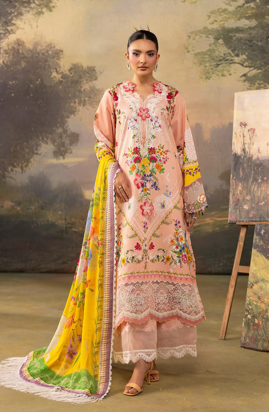 Florum by Joy Luxury Embroidered Lawn Unstitched 3 Piece Suit - D-06 - JY26FL - Pink - Summer Collection
