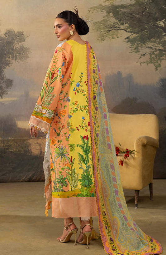 Florum by Joy Luxury Embroidered Lawn Unstitched 3 Piece Suit - D-04 - JY26FL - Yellow - Summer Collection