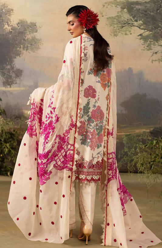 Florum by Joy Luxury Embroidered Lawn Unstitched 3 Piece Suit - D-03 - JY26FL - Fawn - Summer Collection