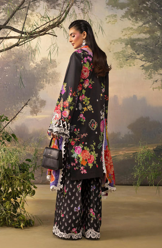 Florum by Joy Luxury Embroidered Lawn Unstitched 3 Piece Suit - D-02 - JY26FL - Black - Summer Collection