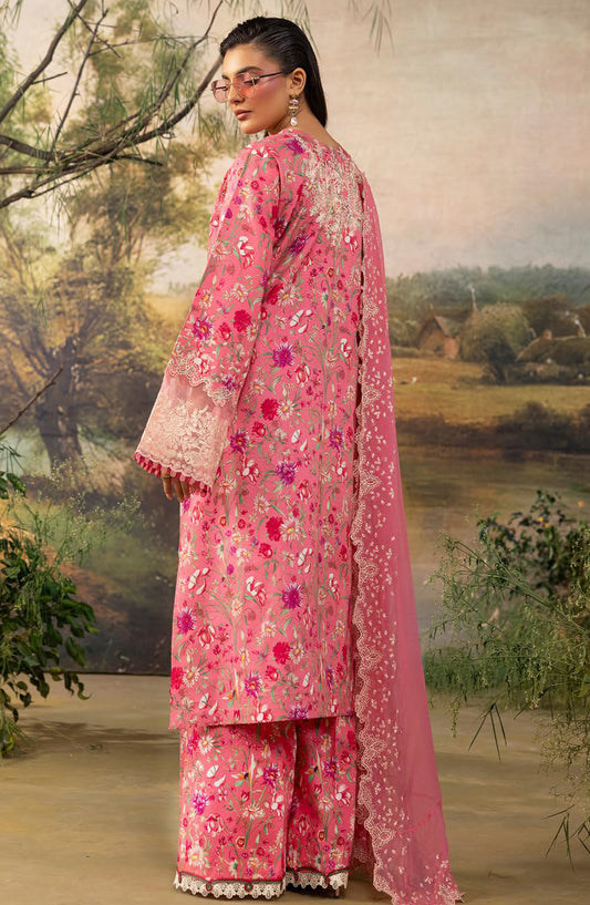 Florum by Joy Luxury Embroidered Lawn Unstitched 3 Piece Suit - D-01 - JY26FL - Pink - Summer Collection