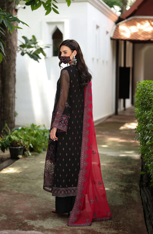 Flossie Naayab by Kuch Khas Embroidered Chiffon Unstitched 3 Piece Suit - K-110 - FLS25NKK - Black - Festive Collection